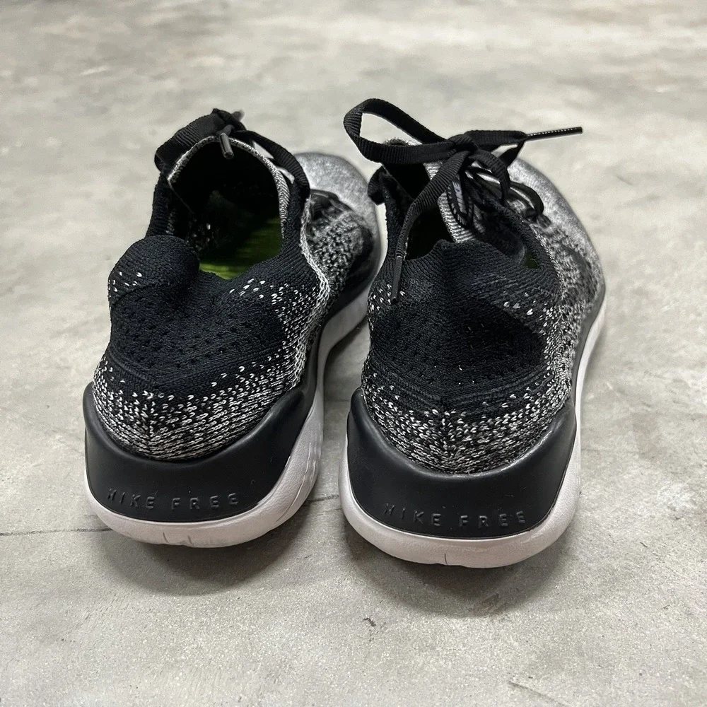 Nike Free RN Flyknit Oreo Black/White Running Shoes 942839-101 Women's Size 7